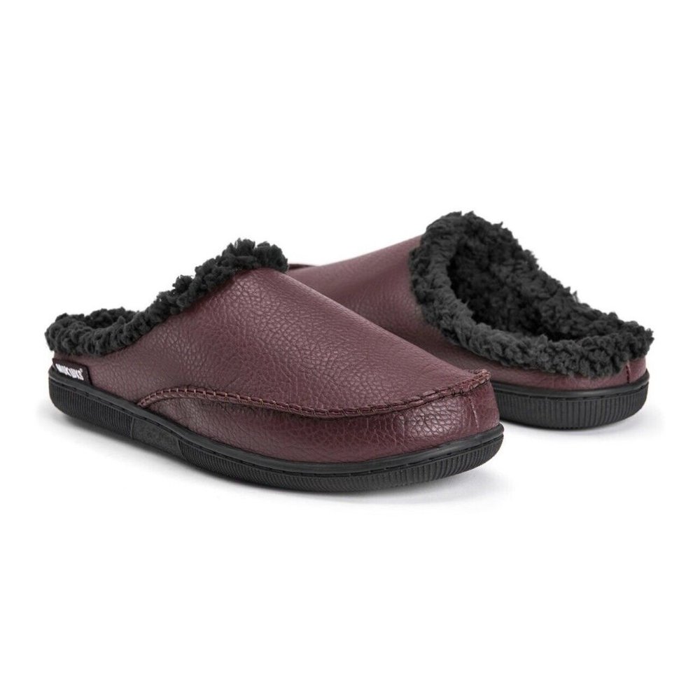 MUK LUKS Men's Faux‎ Leather Clog Slippers Brown Small Size 8-9 New Ships Fast